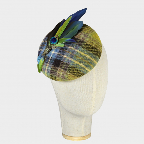 Parrot feathers pillbox hat